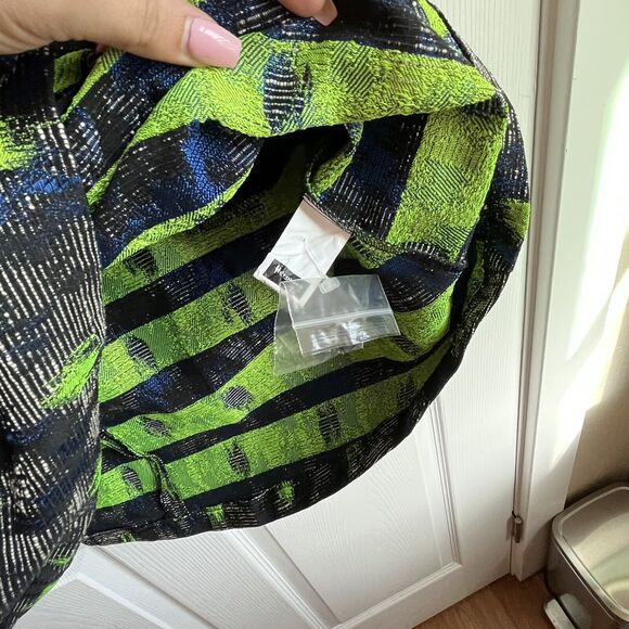 Heroines London Size 12 Dress Abstract Paint Pattern Lime Green Black NWOT $328 - Picture 7 of 9